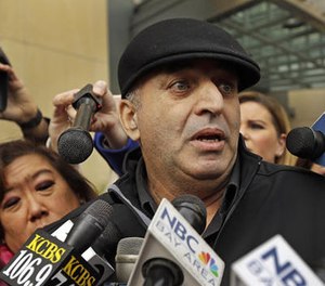 Al Salman, uncle of Noor Salman, speaks to the media Tuesday, Jan. 17, 2017, outside a federal courthouse in Oakland, Calif.