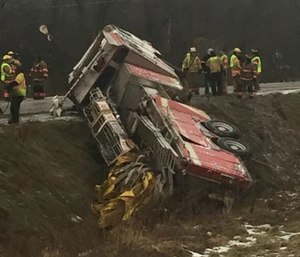 All three firefighters suffered minor injuries. (Photo/Zeeland Township Fire Rescue)