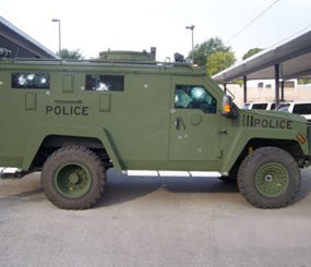 The killer fired more than 35 rounds at the Lenco Bearcat G3