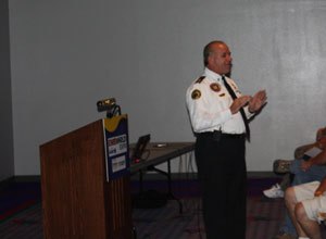 Image Drew JohnsonKen Bouvier speaks about EMS strategies for handling mass shootings at the 2011 EMS Expo in Las Vegas.