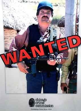 In a file photo, a poster displayed at a Chicago Crime Commission news conference in Chicago, shows Joaquin ``El Chapo'' Guzman, who was deemed Chicago's Public Enemy No. 1.
