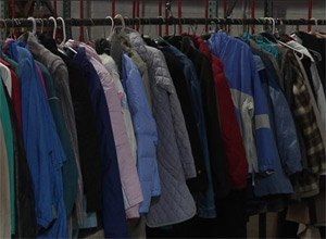 Donated coats the charity has collected.