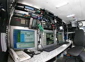 Photo Craig Allyn Rose Modern mobile communications/command vehicles, like this one from the Sonoma County Sheriff's Department (made by LDV), house a cadre of high-tech communications equipment, network connectivity, and interoperability systems as well as other technologies support an incident's command staff and logistical needs, such as a wireless weather station, a mast-raisable CCTV camera and onboard recorder, etc.