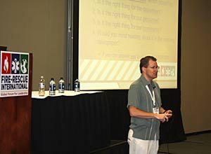 Photo Jamie ThomsonChief Prziborowski speaks to an audience at FRI 2011.