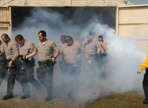 Correctional trainees are exposed to chemical agents.