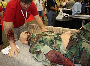 Photo Jamie ThompsonParry displays his trauma simulation kit.