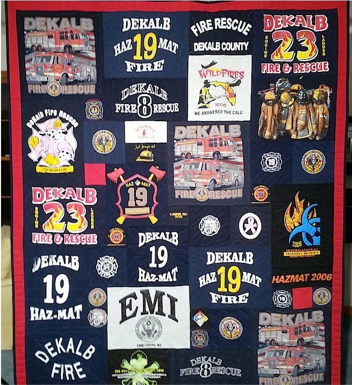 Keep your dad warm with a blanket made out of his favorite firehouse tees.