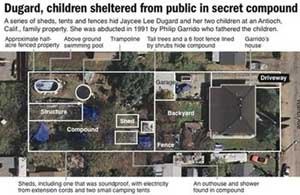 Graphic shows details of the kidnapper's property in Antioch, California. (AP Photo)