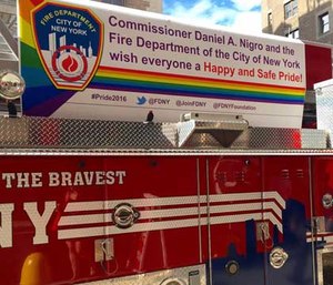 A FDNY fire truck bearing a
