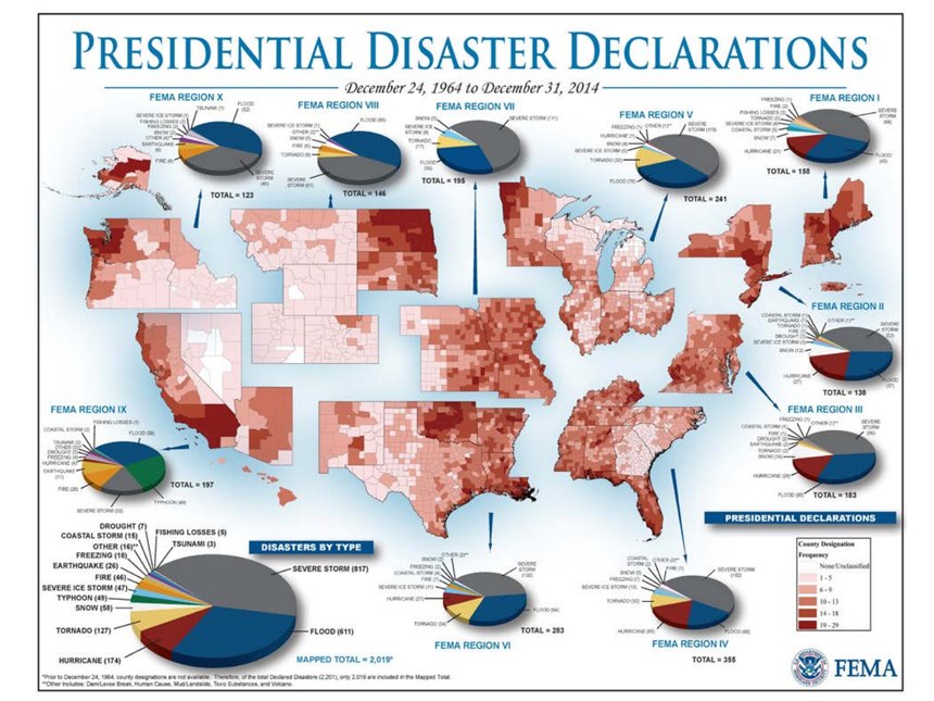All communities should engage in emergency planning, as this 2016 FEMA map proves that no area of the U.S. is immune from potential disasters. 