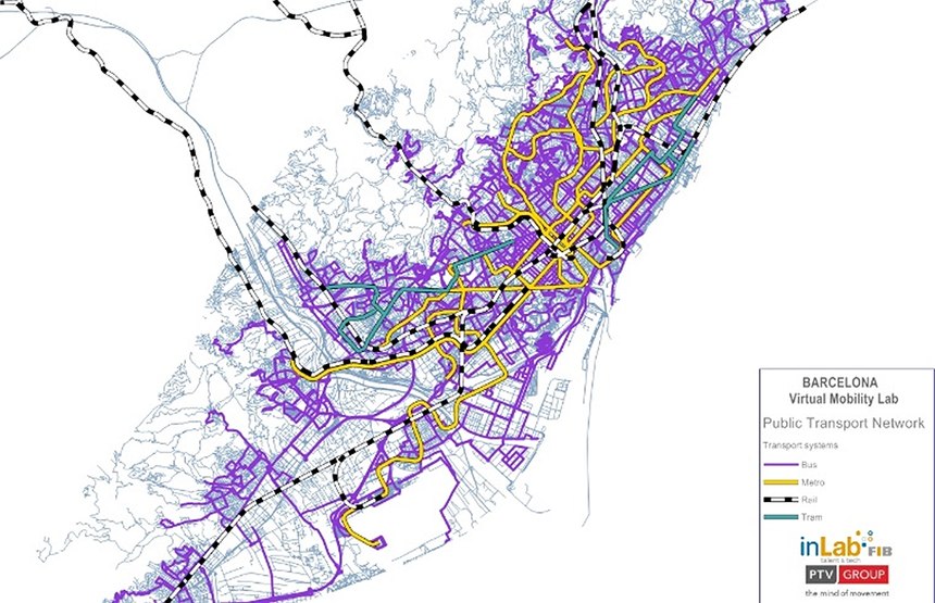 A simulated traffic model of Barcelona's transport structure revealed a need for on-demand shuttles.