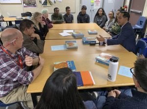 Former Obama housing chief Julian Castro meets with students at Rancho High School in Las Vegas on Tuesday, Jan. 8, 2019. Image: AP Photo/Michelle L. Price
