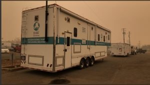 The command trailer from Butte County’s Regional North Valley Animal Disaster Group (NVADG), a partner of the International Fund for Animal Welfare (IFAW), served as the command post for animal-related calls.