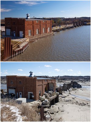 Spencer Dam, before and after breach