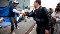 Julian Castro Tours Los Angeles' Skid Row to Talk About Housing Plan