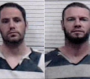 Andrew Foy, left, and Darren Walp have escaped from police custody after overtaking two transport officers and stealing a vehicle in Oklahoma.