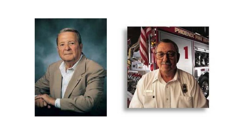 The Darley Family Foundation made a donation in honor of William Darley, a longtime IAFC Foundation Board of Directors member (left), and fire service legend Chief Alan Brunacini (right).