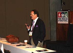 Photo Jamie ThompsonGist speaks about After Action Reviews to an audience at Fire-Rescue International.