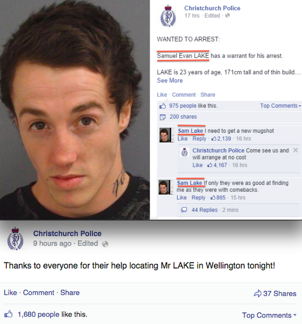 dumb criminals on facebook. kid comments on his mugshot