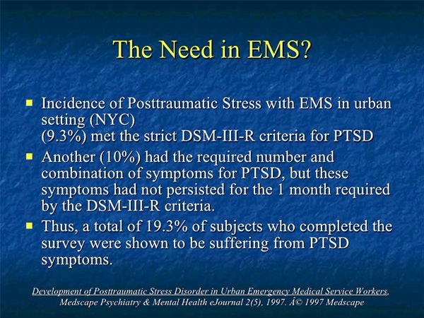 CISM, critical incident stress management for EMS