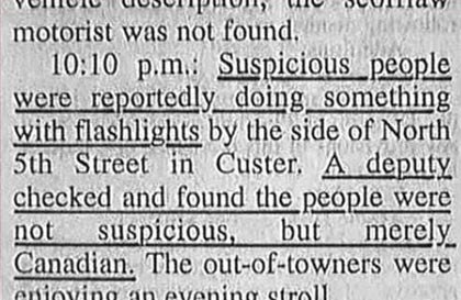 not suspicious, just canadian
