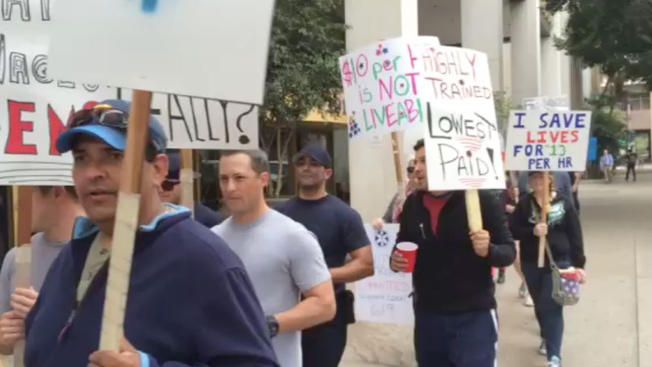 paramedics protesting about pay