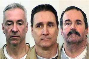From left to right: Mark Booher, Lance Battreal and Charles Smith, the three inmates who escaped from the Indiana State Prison on Sunday night. (AP photos)