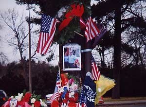 A memorial for Josh was established at the site of the ambulance crash.