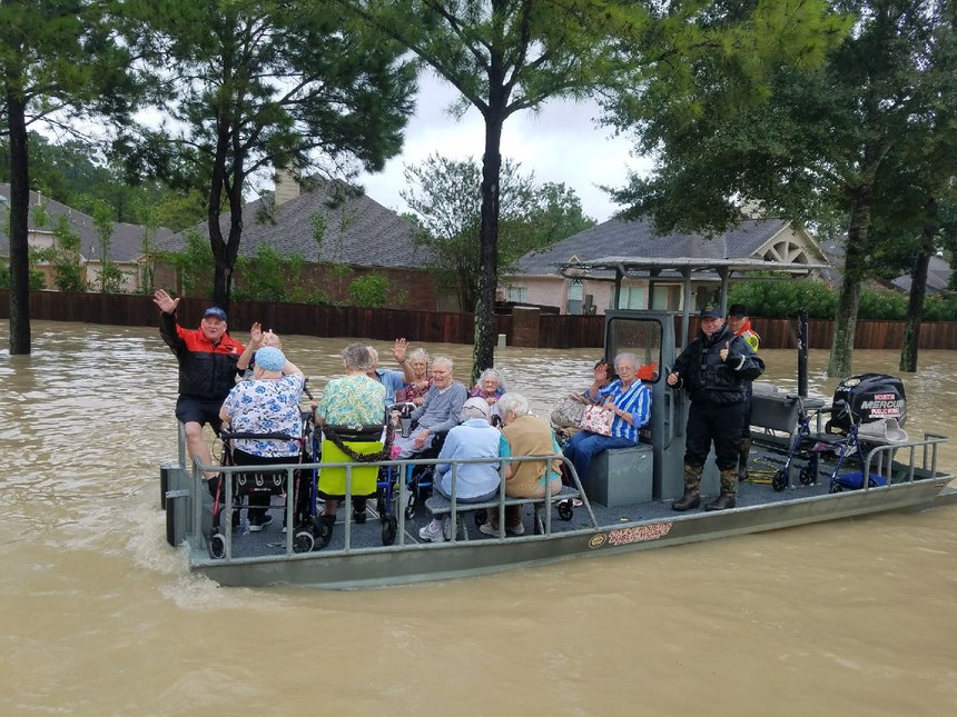 Pictured is Officer Ramon during Harvey rescue operations.