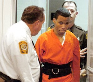 In this Oct. 26, 2004, file photo, Lee Boyd Malvo enters a courtroom in the Spotsylvania, Va., Circuit Court.