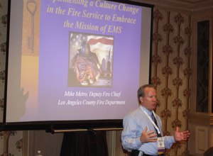 Photo Jamie ThompsonChief Mike Metro presents the session at Fire-Rescue Med in Las Vegas on Friday.