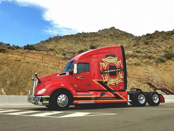 The Memorial Run truck sits in front of Yarnell Hill. (Photo/Randall Rogers)
