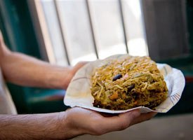 A nutraloaf from the cafeteria of the Chittenden Regional Correctional Facility in Vt. made of whole wheat bread, non-dairy cheese, raw carrots, spinach, seedless raisins, beans, vegetable oil, tomato paste, powdered milk and dehydrated potato flakes. (AP photo)