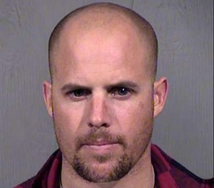 This Jan. 27, 2016, file photo, provided by the Maricopa County Sheriff's Office shows Jon Ritzheimer, who was arrested in Arizona on Jan. 26, 2016, in connection with the occupation of the Malheur National Wildlife Refuge in Oregon. (Maricopa County Sheriffs Office via AP file)