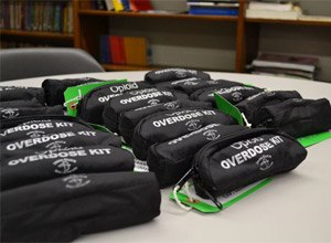 The opioid overdose kits contain a small vial of the drug naloxone, which is delivered through a nasal spray. The kits cost $50 each and were provided through the Tyler Yount Foundation and its partners, Heritage Behavioral Health, St. Mary's Hospital and Decatur Ambulance Services.