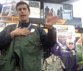 The new pants are displayed at the 5.11 Tactical booth at IACP 2012.