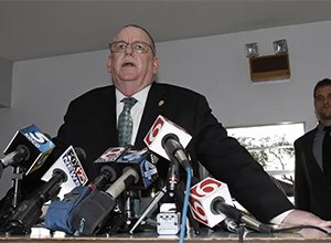 Oklahoma Department of Corrections Director Robert Patton gives a statement to reporters in the media center at the Oklahoma State Penitentiary in McAlester, Okla.