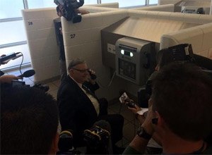 Sheriff Joe Arpaio using one of the video-visitation machines.