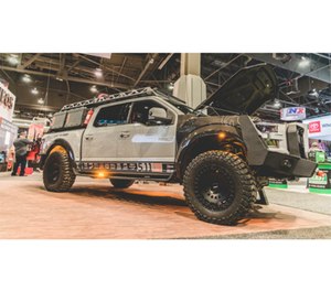 The F-511 truck at the Volant Performance booth at the SEMA Show.