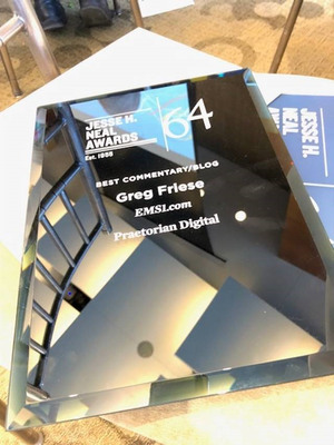 EMS1.com Editor-in-Chief Greg Friese was named a Neal Award winner for the second year in a row.