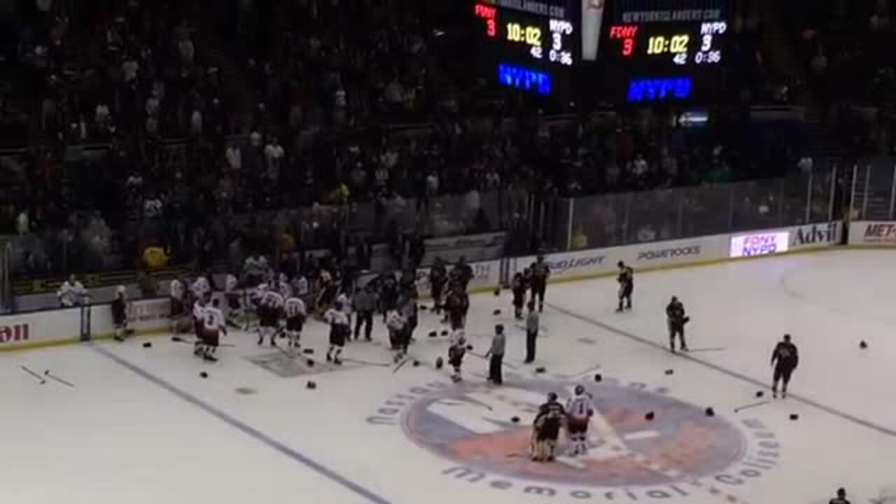 Firefighters KO cops as NYPD vs FDNY charity hockey game ends with viral  brawls - Dexerto