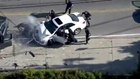 Man and son flee car after pursuit suspect causes head on crash