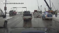 Officer nearly crushed by dropped crane load