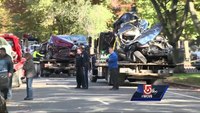 Slew of cars damaged after fire truck, SUV crash in Back Bay