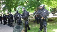 Riot Police Spray Antifa Protesters with Pepper Balls Portland Oregon June 4 2017