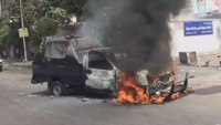 Police cars set on fire during protests in Egypt