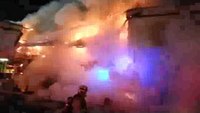Close call for LAFD at strip mall fire