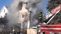 Collapse caught on video at 2-alarm NJ house fire