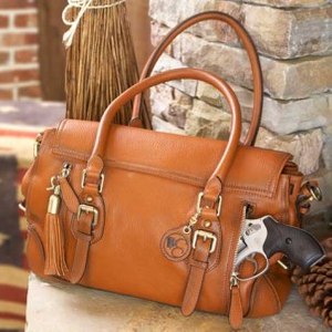 Concealed Carrie's Aged Brown Leather Satchel.