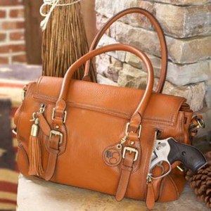 Concealed Carrie's Aged Brown Leather Satchel.